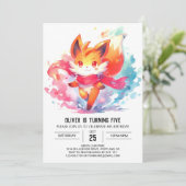 うれしモダンいキツネ誕生日 招待状 (スタンド正面)