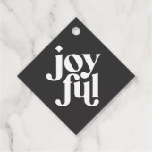 うれしモダンいクリスマスタイポグラフィブラックと金ゴールド フェイバータグ (正面)