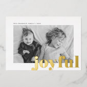 うれしモダンいタイプのクリスマスフォト金ゴールド 箔シーズンカード (正面)