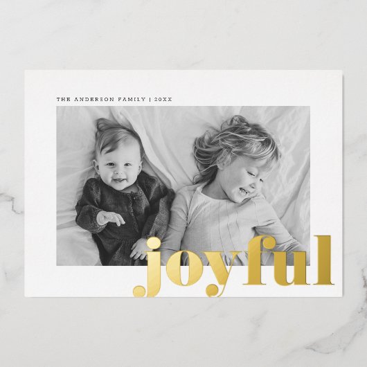 うれしモダンいタイプのクリスマスフォト金ゴールド 箔シーズンカード (正面)