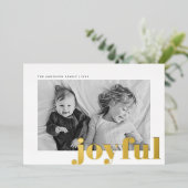 うれしモダンいタイプのクリスマスフォト金ゴールド 箔シーズンカード (立ち正面)