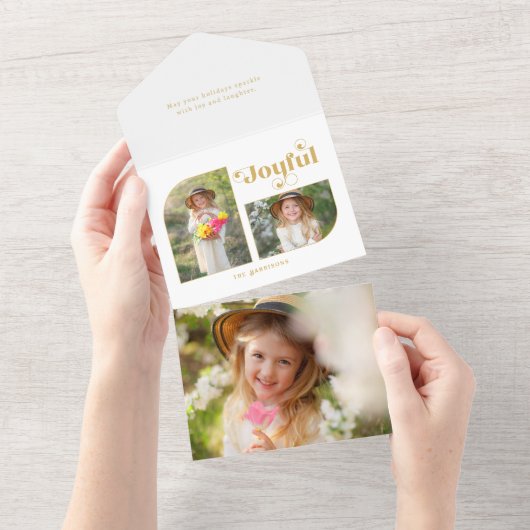 うれしモダンいタイポグラフィハーフアーチ2枚 – 写真 オールインワン招待状 (貼ってはがせる)