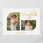 うれしモダンいタイポグラフィハーフアーチ2枚 – 写真 箔シーズンカード (正面)