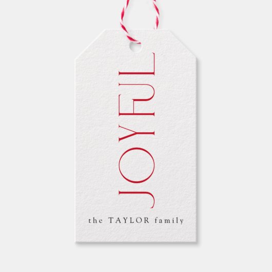 うれしモダンいタイポグラフィレッドクリスマスホリデー ギフトタグ (正面)