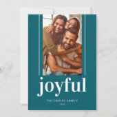 うれしモダンいティール(緑がかった色)写真ホリデークリスマスカード シーズンカード (正面)