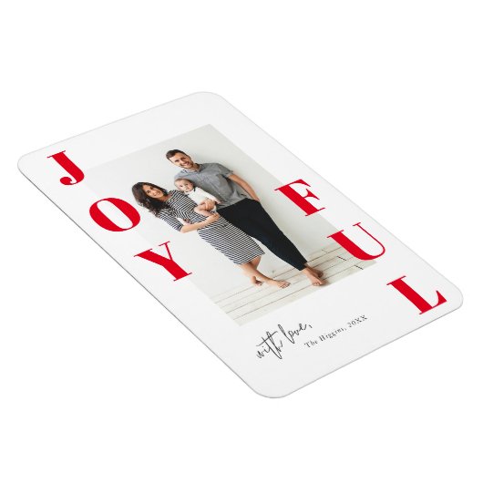 うれしモダンいポートレート写真のホリデーカード マグネット (右側)