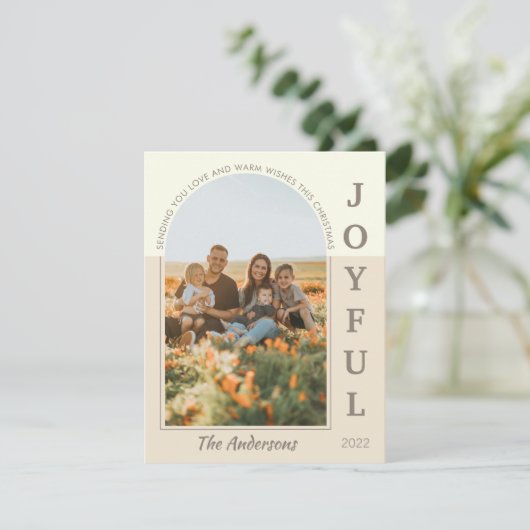 うれしモダンいミニマルBoho Archフォトベージュ シーズンカード (スタンド正面)