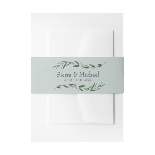 うれしモダンい緑の結婚植物園 招待状ベリーバンド (正面例)