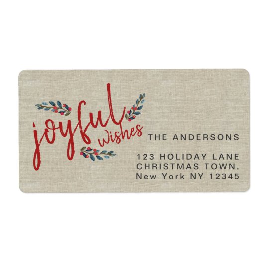 うれし素朴いリネン赤の手はクリスマスをレット ラベル (正面)