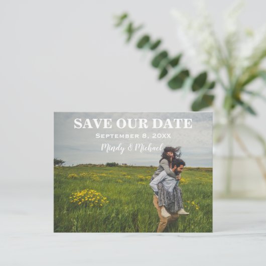 うれし結婚い夫婦救の発表葉書 案内ポストカード (スタンド正面)