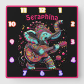 うれし遊い象のギタ鮮やかフェスティバル スクエア壁時計 (正面)