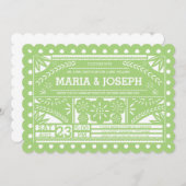 うろこパペルのピカド結婚式の招待 – 緑 招待状 (正面/裏面)