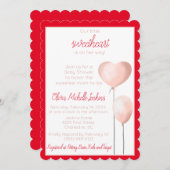 うろこピンクハートバルーンベビーシャワー 招待状 (正面/裏面)