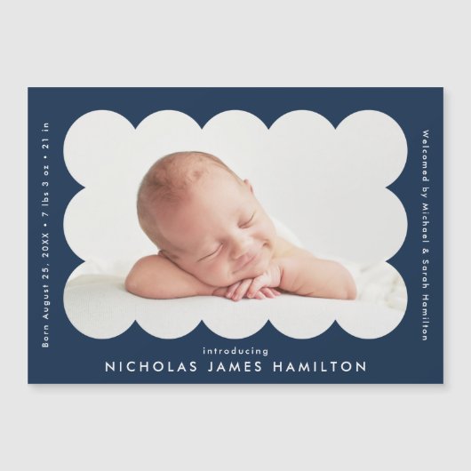 うろこモダン型写真誕生発表磁石 (正面)