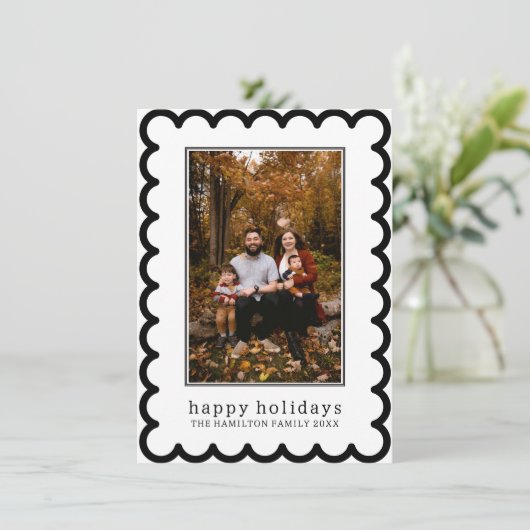 うろこ型クリスマスうろこ型フレーム写真 シーズンカード (スタンド正面)