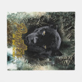 "うろつきのヒョウ" フリースブランケット (正面(横))