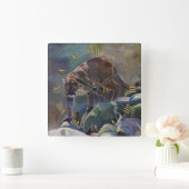 うろつくクーガーのオオヤマネコの芸術のデザイン スクエア壁時計 (ホーム)