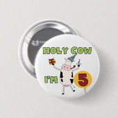 うわー私は5個の誕生日のTシャツおよびギフトです 缶バッジ (正面&裏面)