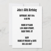 うわー第55誕生日のおもしろいな漫画の招待 招待状 (裏面)