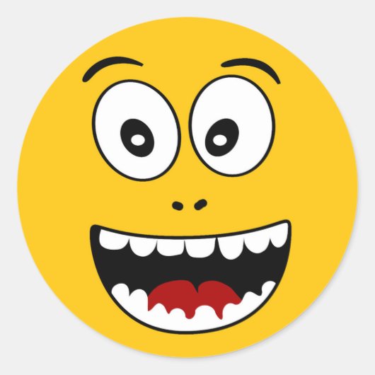 うわー黄色の絵文字 ラウンドシール (正面)