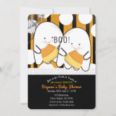 うわー かわいいおばけ  双子の男の子 ハロウィン ベビーシャワー 招待状 (正面)