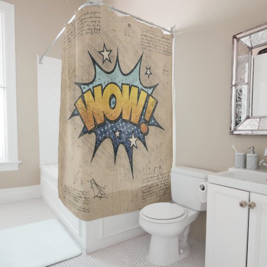 うわー！ヴィンテージ漫画ブックスチームパンクポップ・アートのアート シャワーカーテン (インサイチュ)