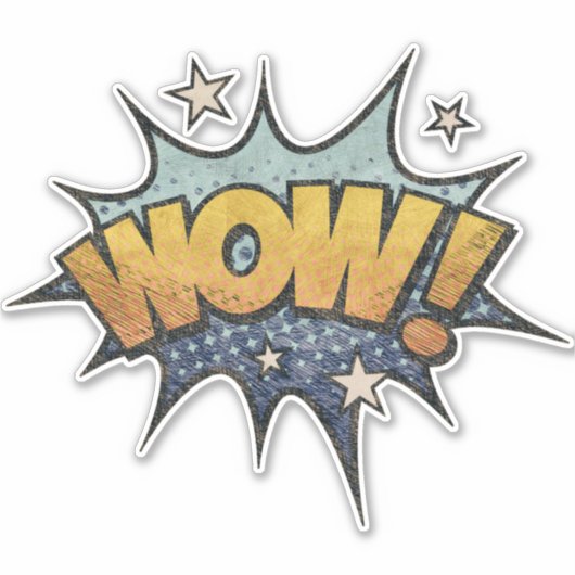 うわー!ヴィンテージ漫画ブックスチームパンクポップ・アートのアート シール (正面)