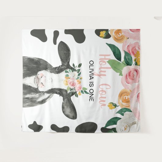 うわー 俺はピンクのギンガムと花柄の誕生日 タペストリー (正面(横))