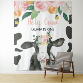 うわー 俺はピンクのギンガムの花柄の誕生日 タペストリー