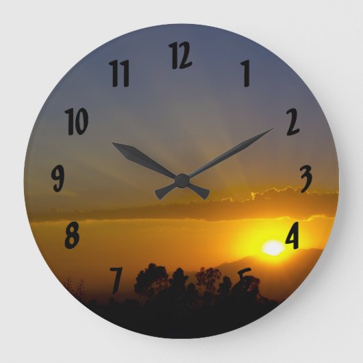 うわー！夕日 ラージ壁時計 (正面)
