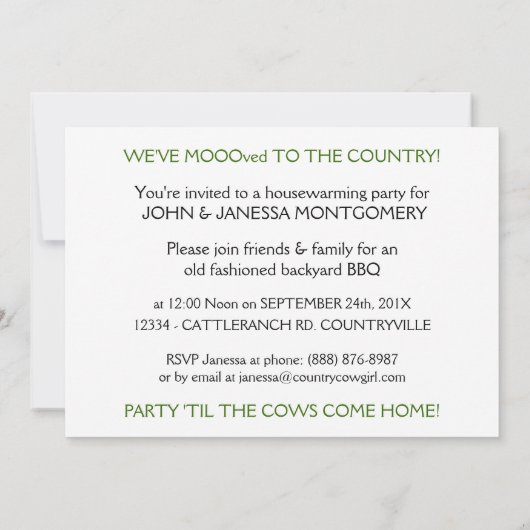 うわー! 新しい国の家の引っ越し祝いパーティーのパーティー 招待状 (裏面)