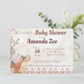 うわー！赤ちゃんお鹿のシャワー/お誕生日パーティーのご招待だわ！ 招待状 (スタンド正面)