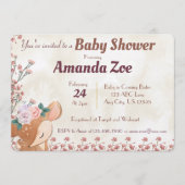 うわー！赤ちゃんお鹿のシャワー/お誕生日パーティーのご招待だわ！ 招待状 (正面)