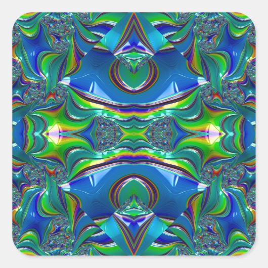 ～うわ～っ！光沢のある青い緑の黒い赤～ スクエアシール (正面)