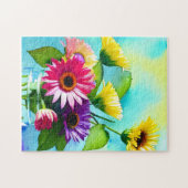 うわ～ファクター。花瓶と花鮮やか色 ジグソーパズル (横)