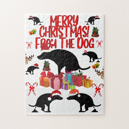 うんこをする犬のクリスマス - 笑えるホリデー ジグソーパズル (縦)