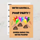 うんこパーティー 面白い かわいい 女の子 男の子 誕生日 招待状 (正面/裏面)