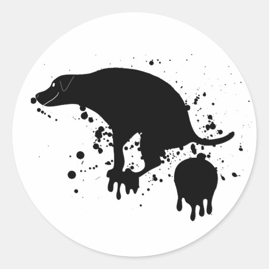 うんちおもしろいり犬のガグ ラウンドシール (正面)