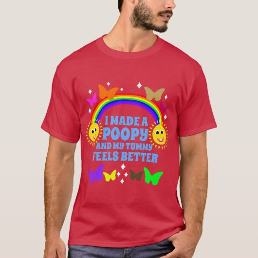 うんちが出てママが喜ぶ面白い男の子 Tシャツ (正面)