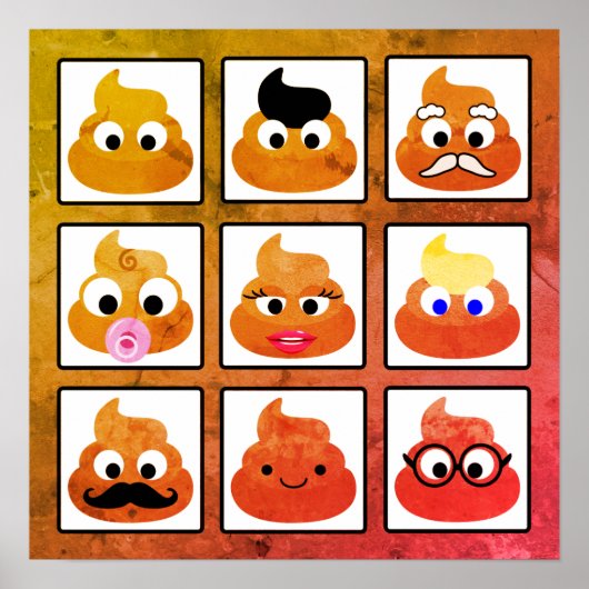 うんちの顔いろいろ ビンテージな古紙風 ポスター (正面)