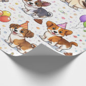 うんちをする犬の誕生日お祝い ラッピングペーパー (角)