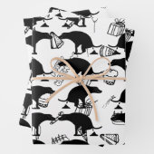 うんち犬の誕生日パーティーパターン ラッピングペーパーシート (インサイチュ)