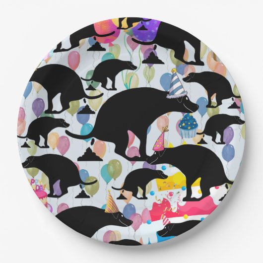 うんち犬の誕生日パーティー ペーパープレート (正面)