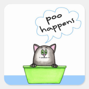 うんち猫ステッカー スクエアシール
