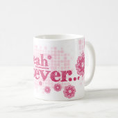 うん何でも…赤/ピンク文字マグカップ コーヒーマグカップ (正面右)