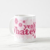 うん何でも…赤/ピンク文字マグカップ コーヒーマグカップ (正面左)