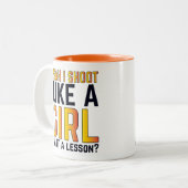 うん女の子がレストレース・レディーハンターが欲しいような撃ち方 ツートーンマグカップ (正面左)