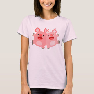 うん!!かわいいマンガ豚の女性Tシャツ Tシャツ