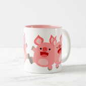 うん!!かわいい漫画の豚のマグカップ ツートーンマグカップ (正面右)