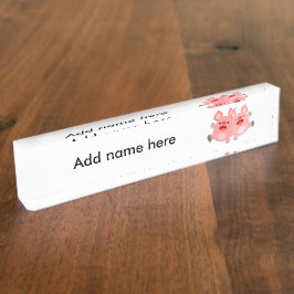 うん!!かわいい漫画の豚の名前プレート デスクネームプレート